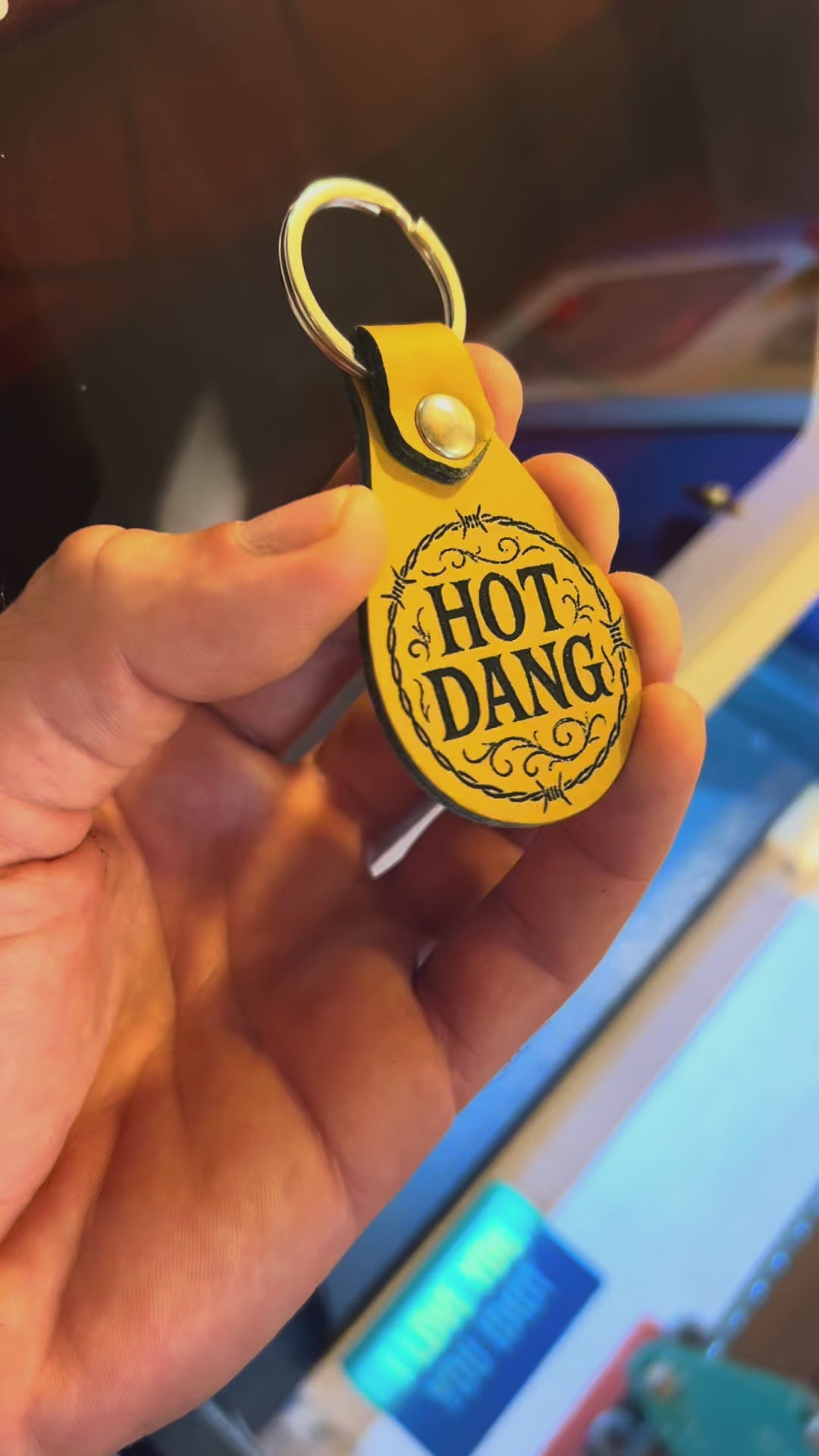 Hot Dang! Leather keychain key fob