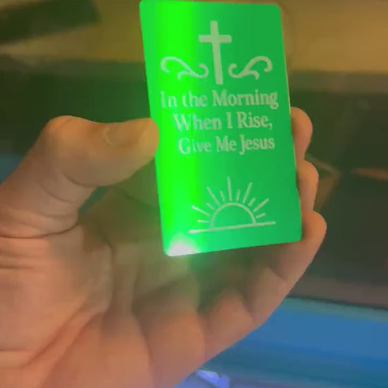 hand holding custom laser engraved metal card that says “I Wanna Be Where The People Aren’t” – funny inspirational gift