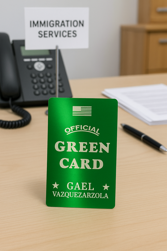 Metal Green Card video reel demonstrating Custom Name Engraving Gag Gift
