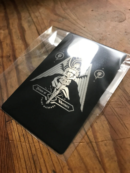 St. Michael Prince of Warriors laser engraved metal keepsake card