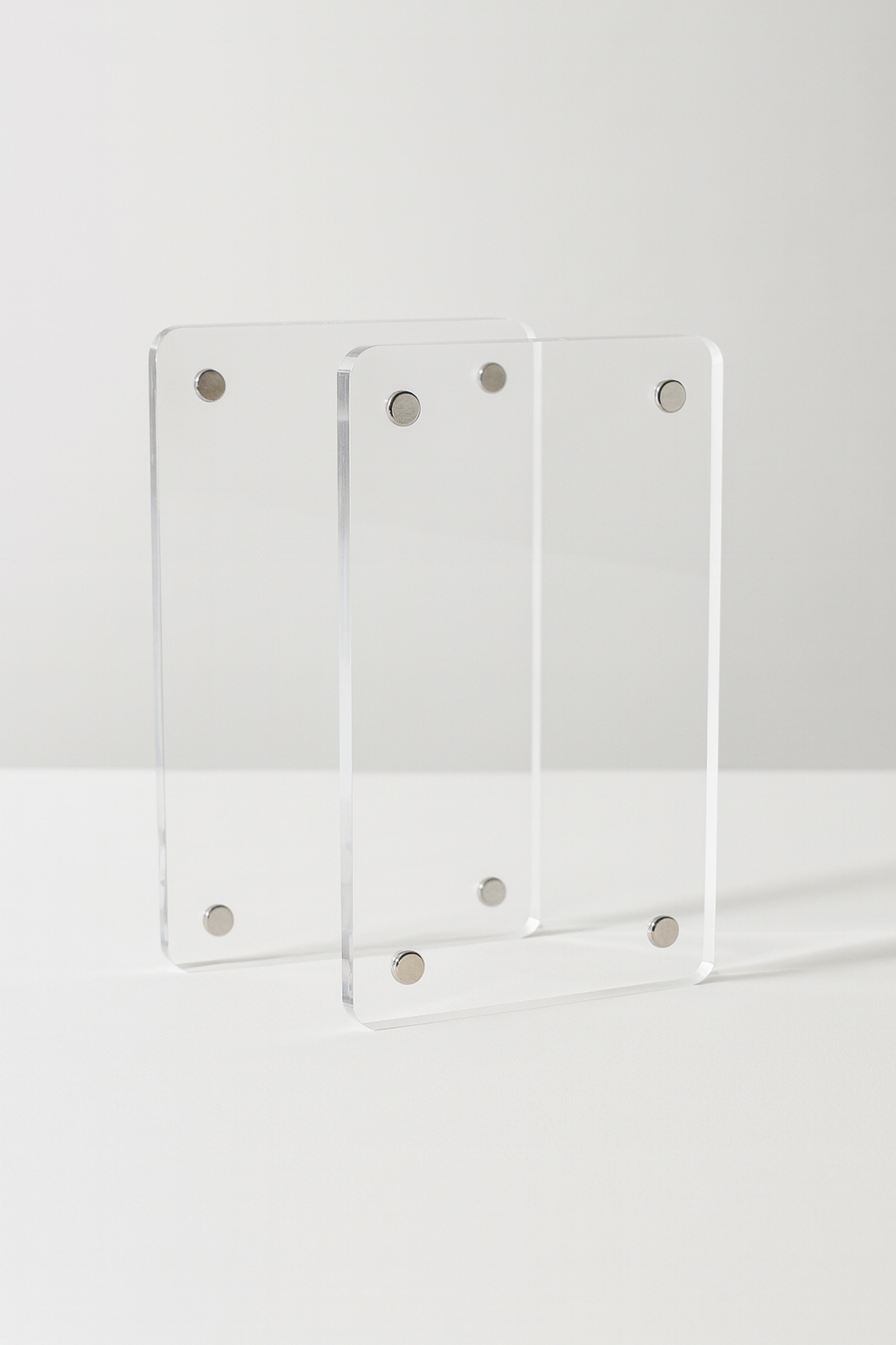 Clear acrylic display case on a white background