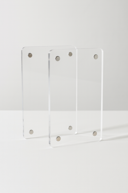 Clear acrylic display case on a white background