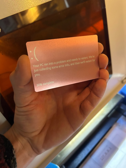 Metal BSOD gift card for programmers