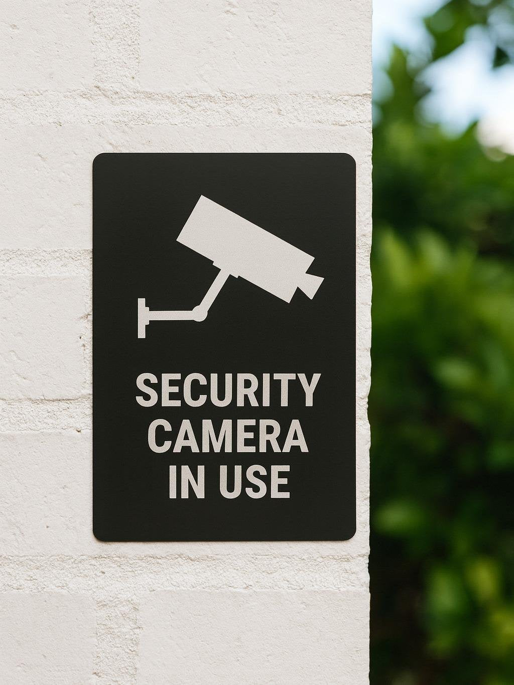 security camera in use metal sign