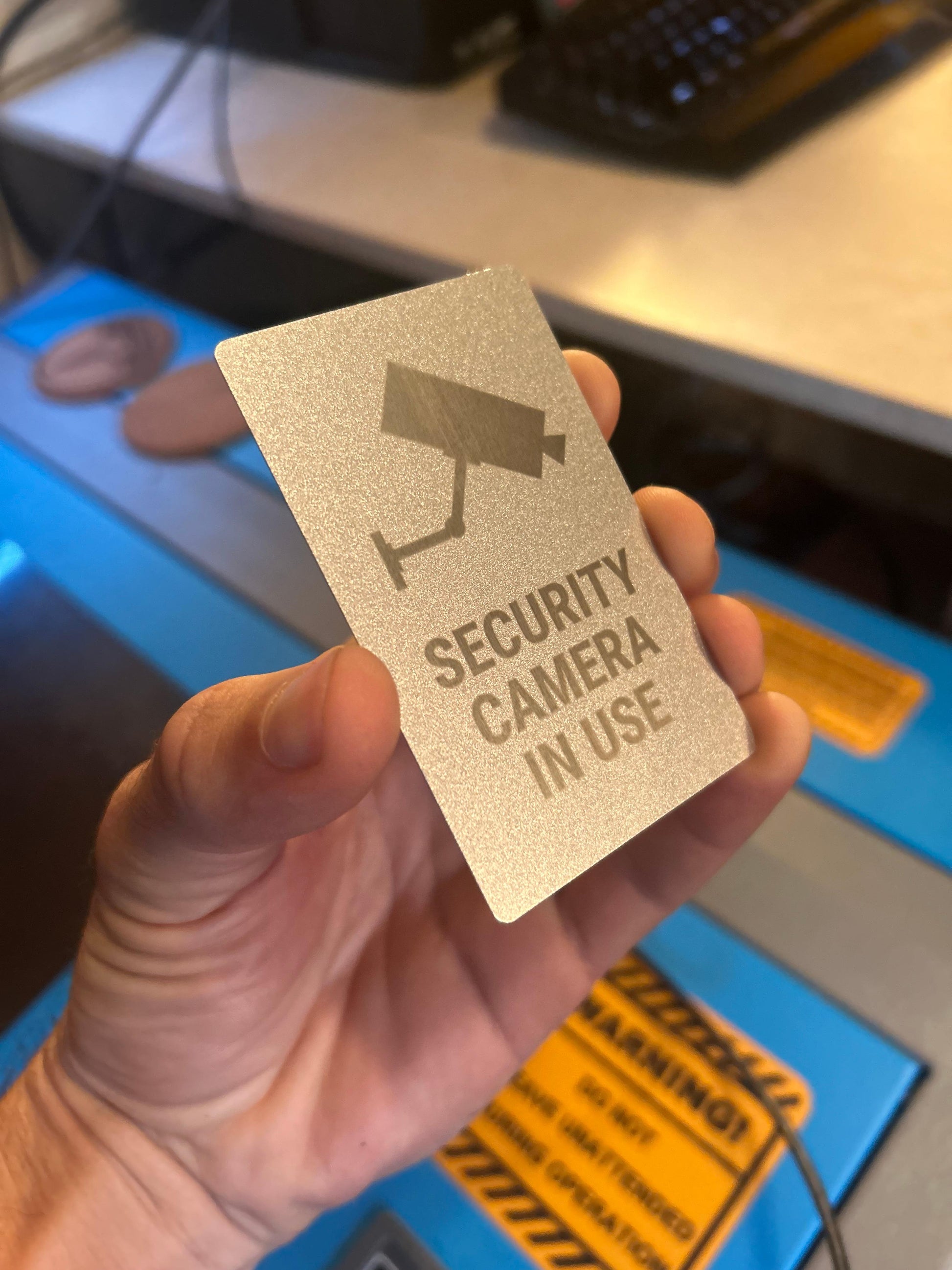 Metal Security Camera In Use Laser Engraved Signage in Silver/Silver