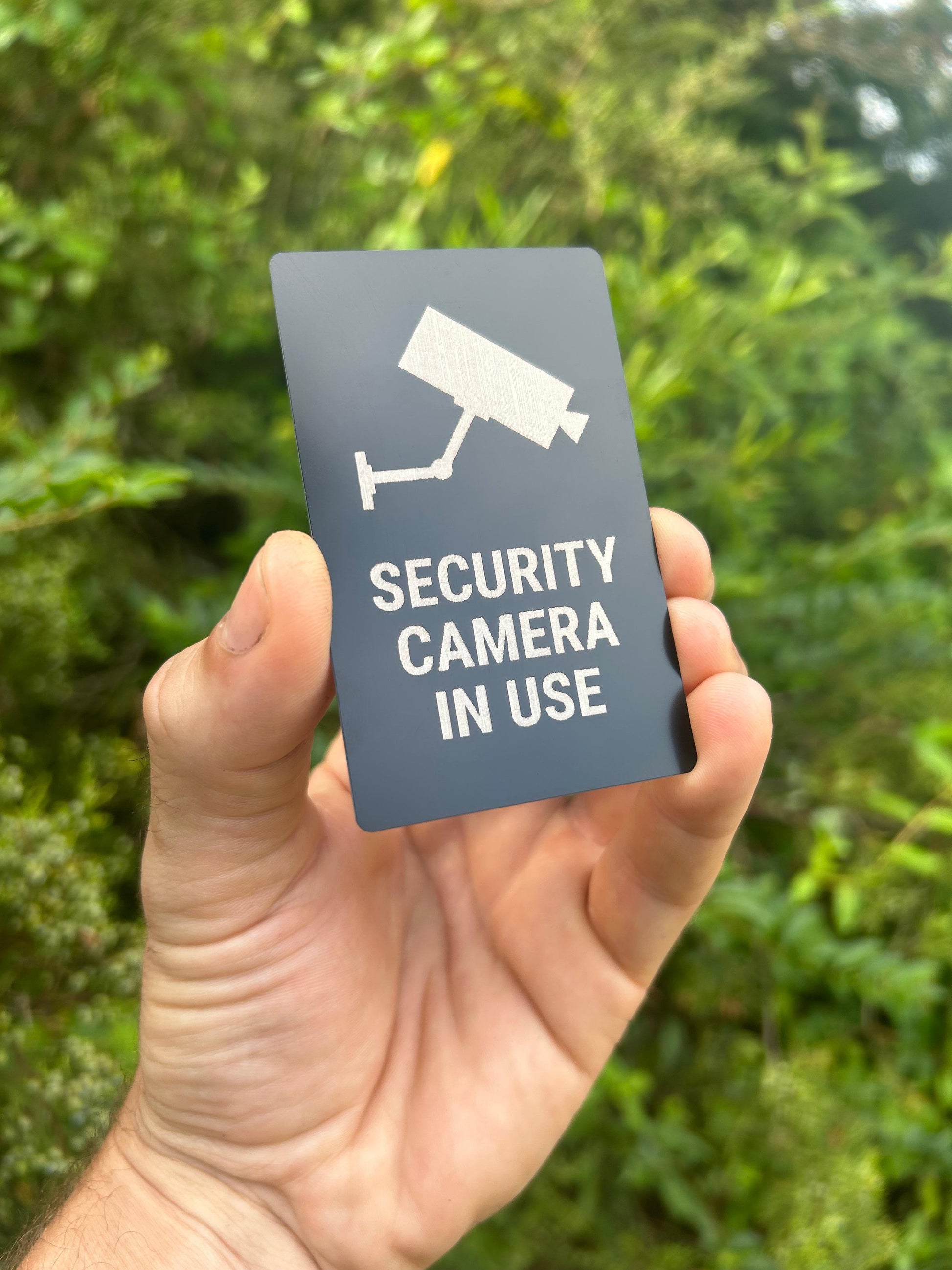 laser engraved surveillance warning plaque