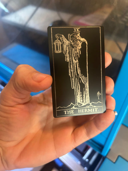 Metal "The Hermit" laser engraved tarot card keepsake gift
