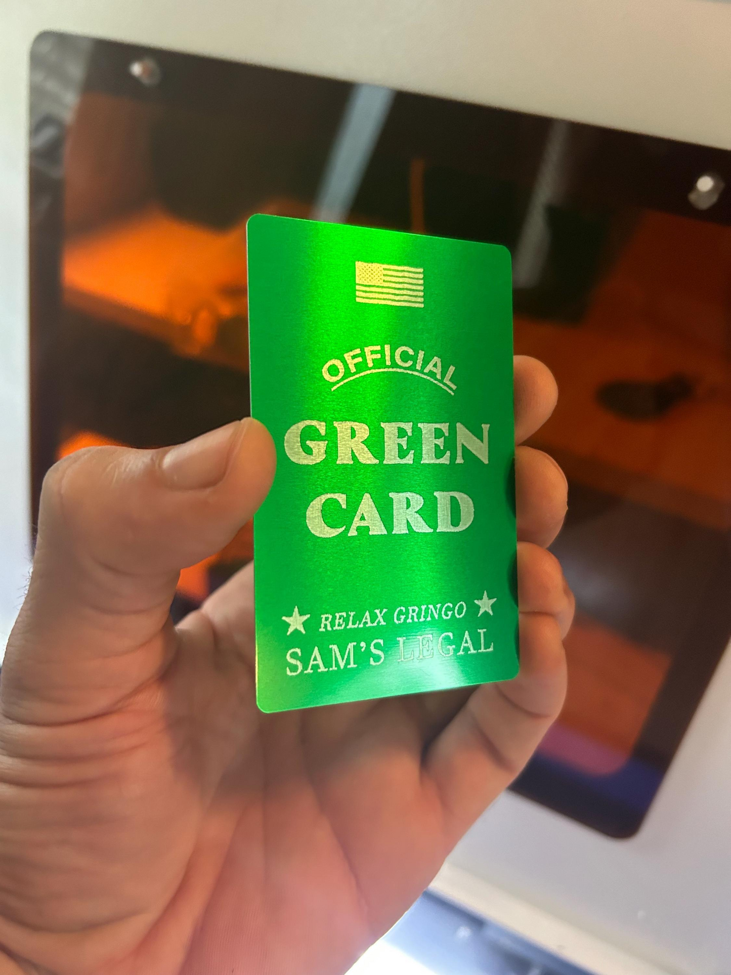 metal immigration keepsake card- with personalized name engraving 