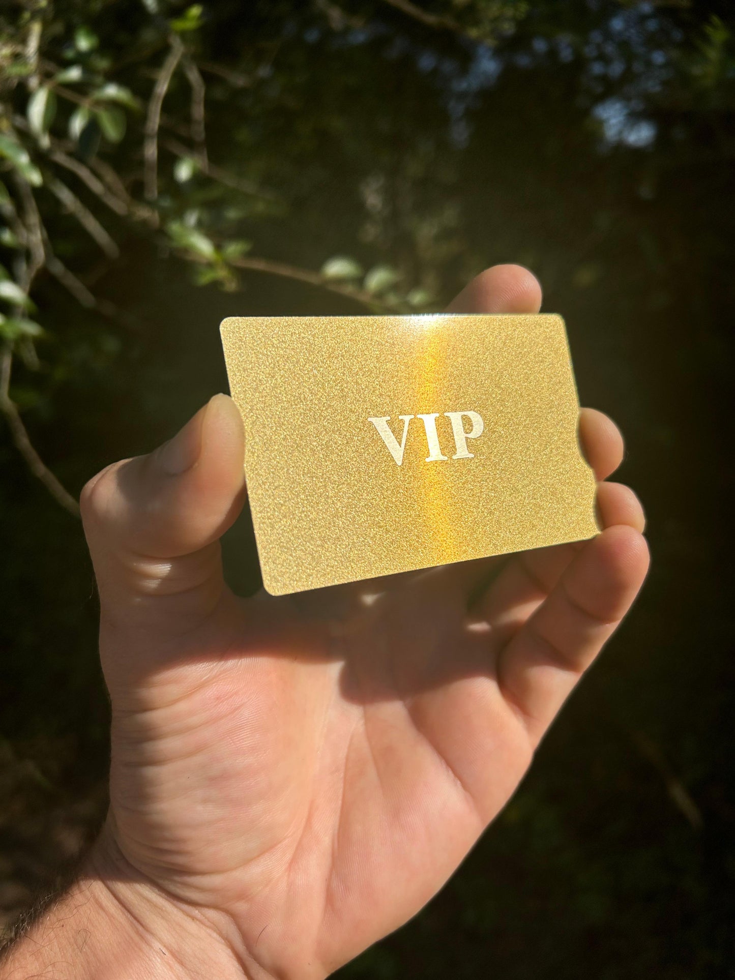 Laser engraved metal VIP card in gold/silver