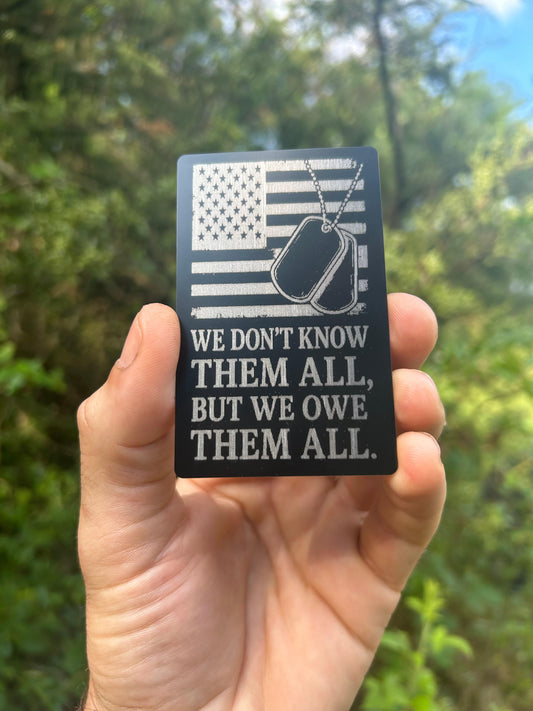 we dont know them all but we owe them all card