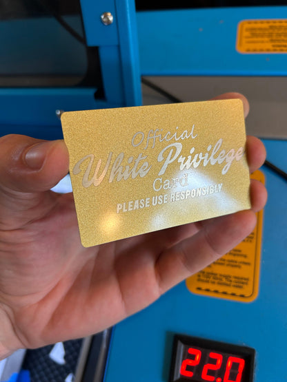 Metal White Privilege keepsake card in gold/silver